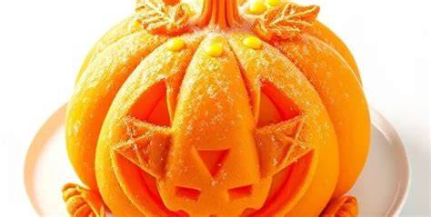 Gâteau moelleux citrouille motif Jack O’Lantern