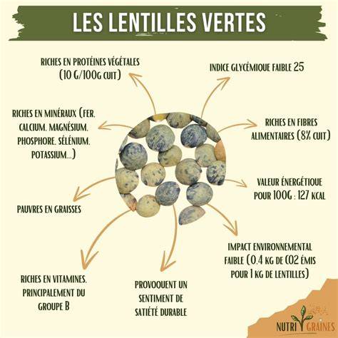infographie sur préparation des lentilles vertes du Puy et étapes