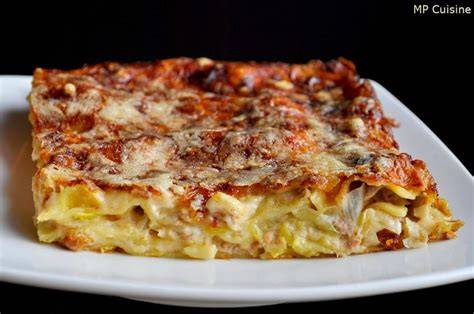 Lasagnes poireaux thon service