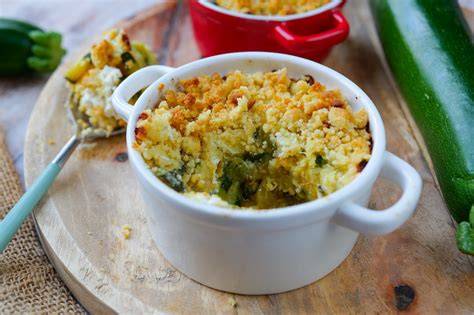 courgettes et crumble en cuisson