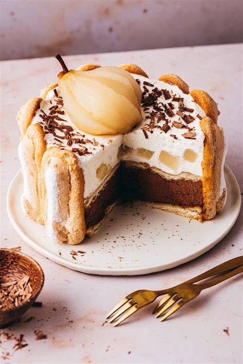charlotte poires chocolat Mascarpone décor