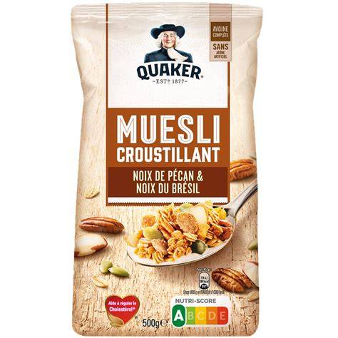 image associée à l'emballage et à la composition (muesli Quaker)