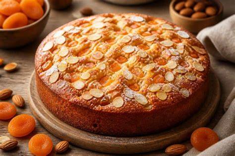 illustration gâteau abricots et amandes