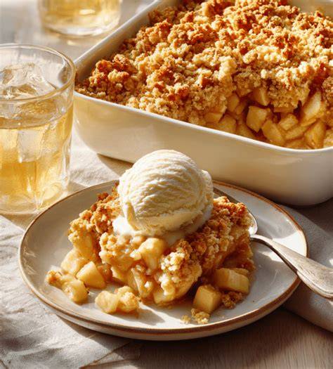 crumble aux pommes servi tiède