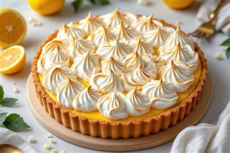 dessert tarte citron meringuée fin dorée
