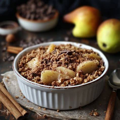 image infographique sur crumble poire chocolat